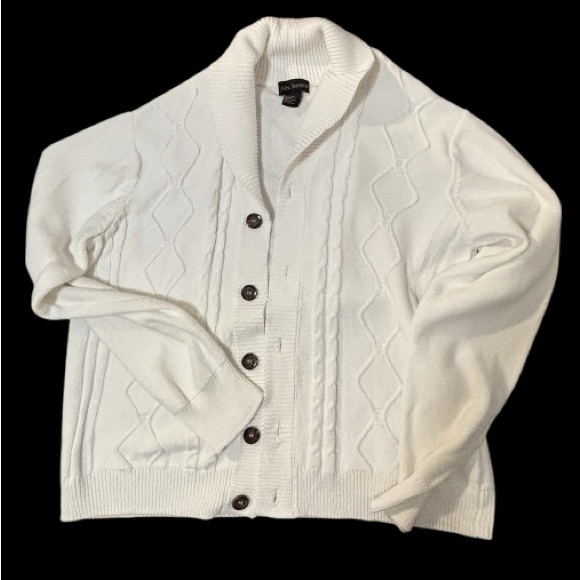 Men's White Cable Knit Sweater Sz XL - Picture 1 of 9